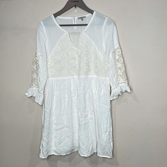 JODFL White Crochet Detail Tunic / Mini Dress - Picture 1 of 6